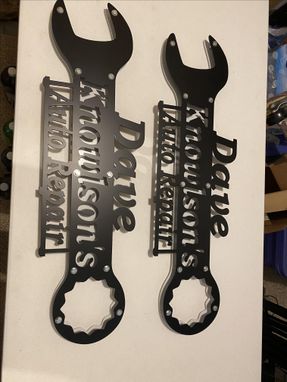 Custom Made One Garage Wrench Sign With Custom Wording And Custom Color