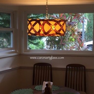 Custom Made Stained Glass Barrel Pendant Light- Forget Me Knot
