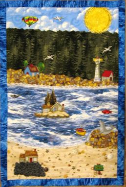 Custom Made Quilted Landscape Wall Hanging - "Seashore"