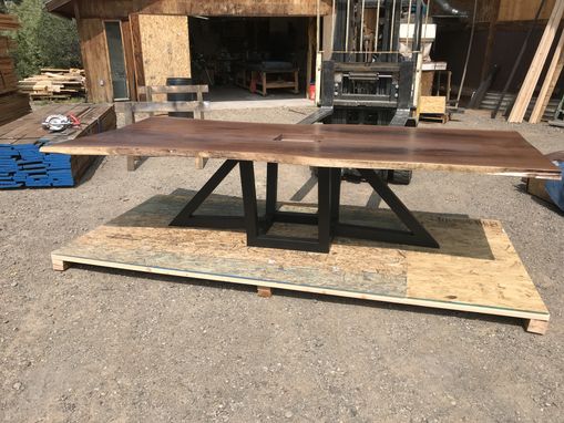 Custom Made Book Matches Walnut Live Edge Conference Table