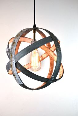Custom Made Wine Barrel Ring Pendant Light - Atom - Made From Salvaged California Wine Barrel Rings