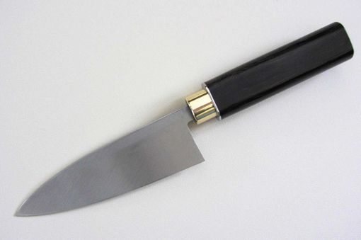 Custom Made Japanese Knife With Handmade African Black Wood Handle - Deba Knife