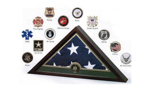 Custom Made Medallion Flag Display Case, Memorial Flag Display Case