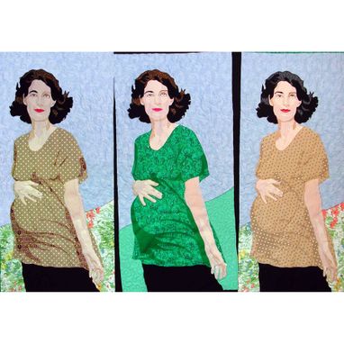 Custom Made A Triple Portrait Art Quilt: New Madonna