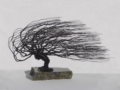 Custom Made Windswept Wire Bonsai Tree Sculpture