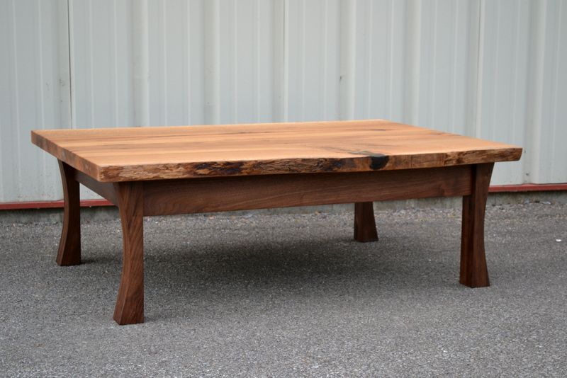 Hand Made Live Edge White Oak Coffee Table With Curved Walnut Legs by ...