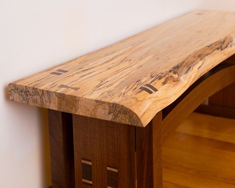 Custom Made Live Edge Craftsman Style Wood Bench