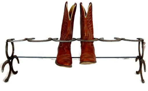 Custom Made Rustic Horseshoe Boot Rack