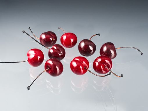 Custom Made Realistic Glass Bing Cherry Sculpture, Life-Sized