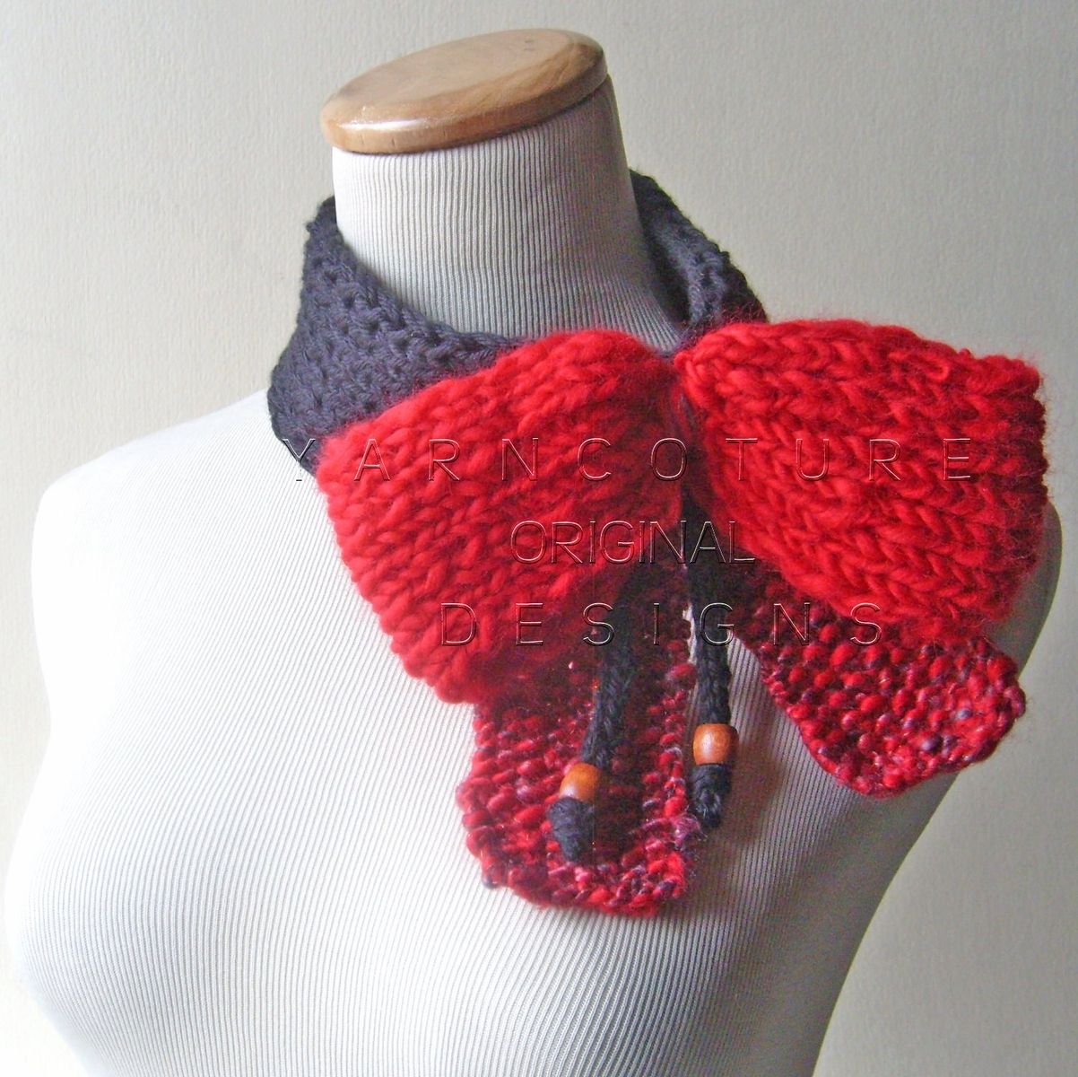 Custom Big..Red..Bow.. Fiber Art Scarf by Y A R N C O T U R E ...