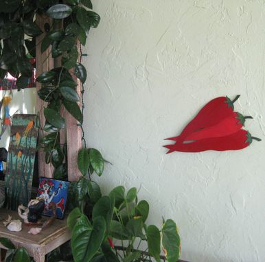 Custom Made Red Chili Peppers - Kitchen Wall Art Sculpture Reclaimed Metal Vegetable Art Decor