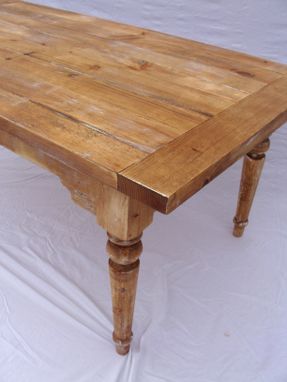 Custom Made Antique Style Farm Table With Drop Leaf Extensions - On Sale