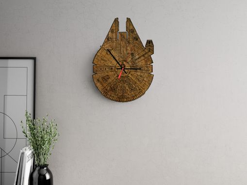 Custom Made Millennium Falcon Laser-Cut Wooden Clock