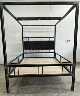 Custom Made Metal Bed 4in Square Tube Removable Cross And Matching Bench