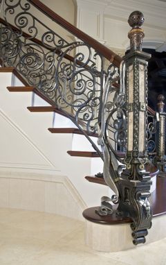 Custom Made Exquisite Hand Forged Railing For Curving Staircase