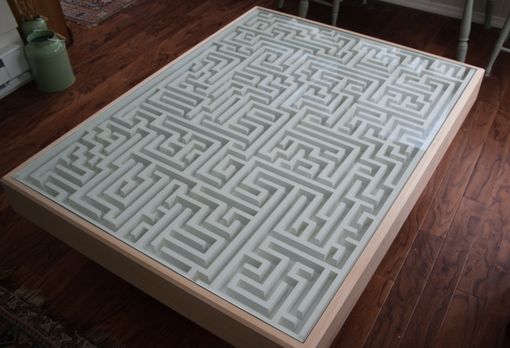 Custom Made Modern Coffee Table With Built-In Maze