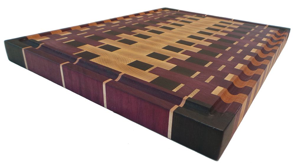 Wenge Oiled & Ready for Use Handmade in USA Hickory & Cherry Premium Mixed Exotic Solid Wood Cutting Board Luxury Style Handcrafted in Chicago 12x7x3/4 Butcher Block Style