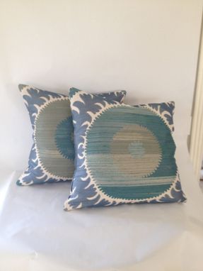 Custom Made Blue And Green Sun Pattern Jacquard Pillow Cover