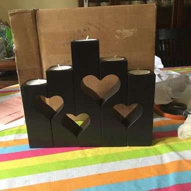 Custom Made Rustic Heart Linked Family Candle Holders, Wedding Gift, Anniversary, Housewarming,  Home Decor