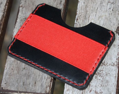 Custom Made Handmade Leather Parvus Wallet Black Chromexcel Red W/ Money Band