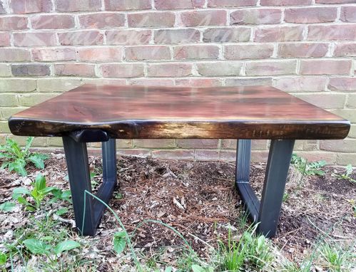 Custom Made Rustic Coffee Table- Industrial Coffee Table- Live Edge Coffee Table- Distressed Wood