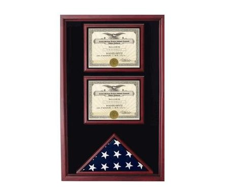 Custom Made 2 Certificates Flag Display Case