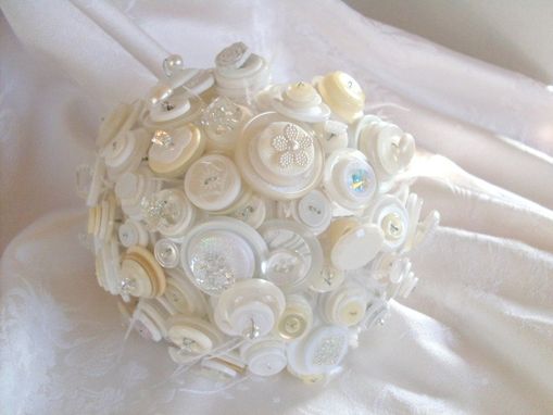 Custom Made Winter White Button Bridal Bouquet