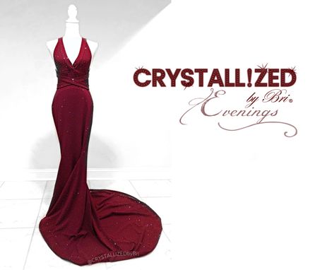 Custom Made Custom Crystallized Evening Gown Formal Prom Dress Wedding Attire Bling European Crystals Bedazzled