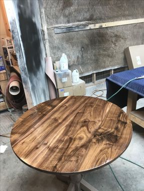 Custom Made Round Walnut Drop Leaf Table