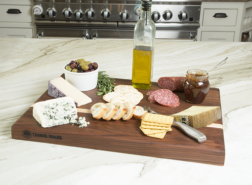 Custom Made Walnut Cutting Board With Offset Maple Stripe, Edge Grain