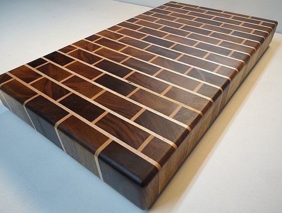 Unique personalized end grain cutting board butchers block made from wood