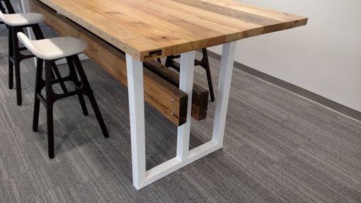 Custom Made Custom Contemporary Reclaimed Wood And Steel Conference Table.