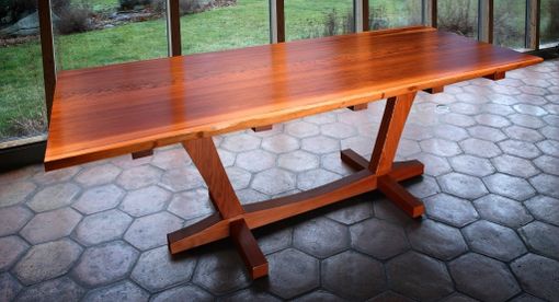 Custom Made Salvaged Redwood Slab Dining Table