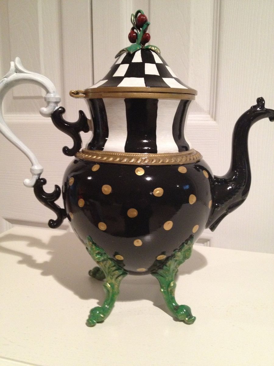 Hand Made Custom Hand Painted Silver Tea Set Tea Pot Listing Is