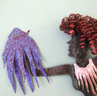 Custom Made Handmade Upcycled Metal Mermaid Wall Art Sculpture "Andromeda''