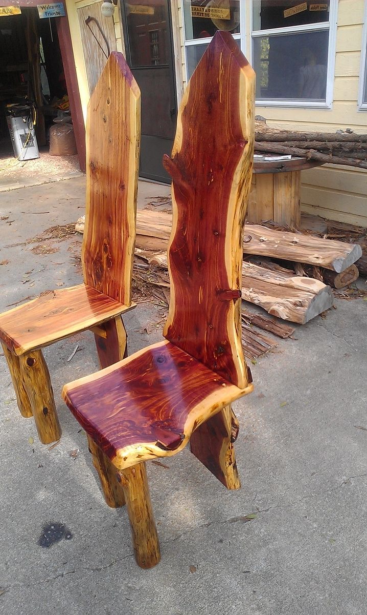 Custom Live Edge Cedar Dining Table Set by Cedar Furniture Lodge