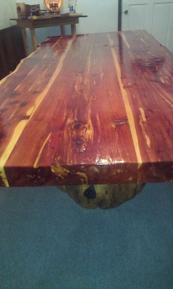 Custom Live Edge Cedar Dining Table Set by Cedar Furniture Lodge, LLC