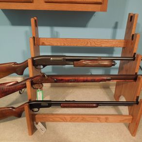 Shotgun Wall Rack Display Rifle Shelf Storage Hunter Cherry Wood Finish Gun Room 
