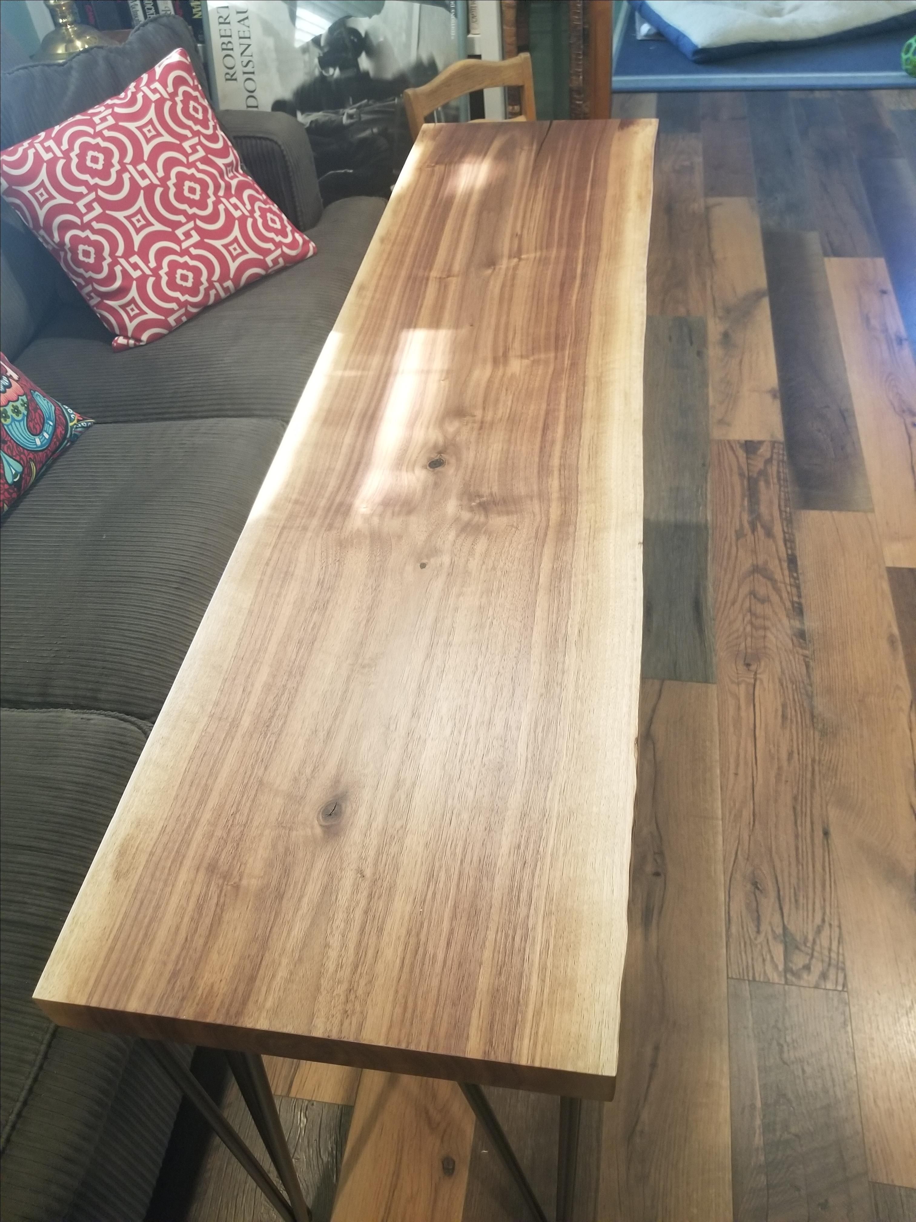 Hand Crafted Live Edge Walnut Sofa/Console Table by Wit's End