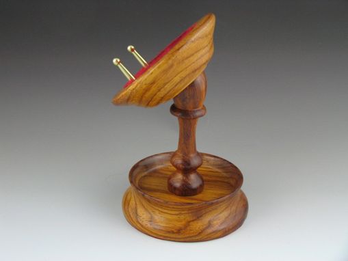 Custom Made Pocket Watch Stand, Rosewood With Dark Red Velvet Cushion