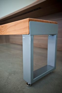Custom Made Recycled Wood And Metal Scratch Bench With Adjustable Feet