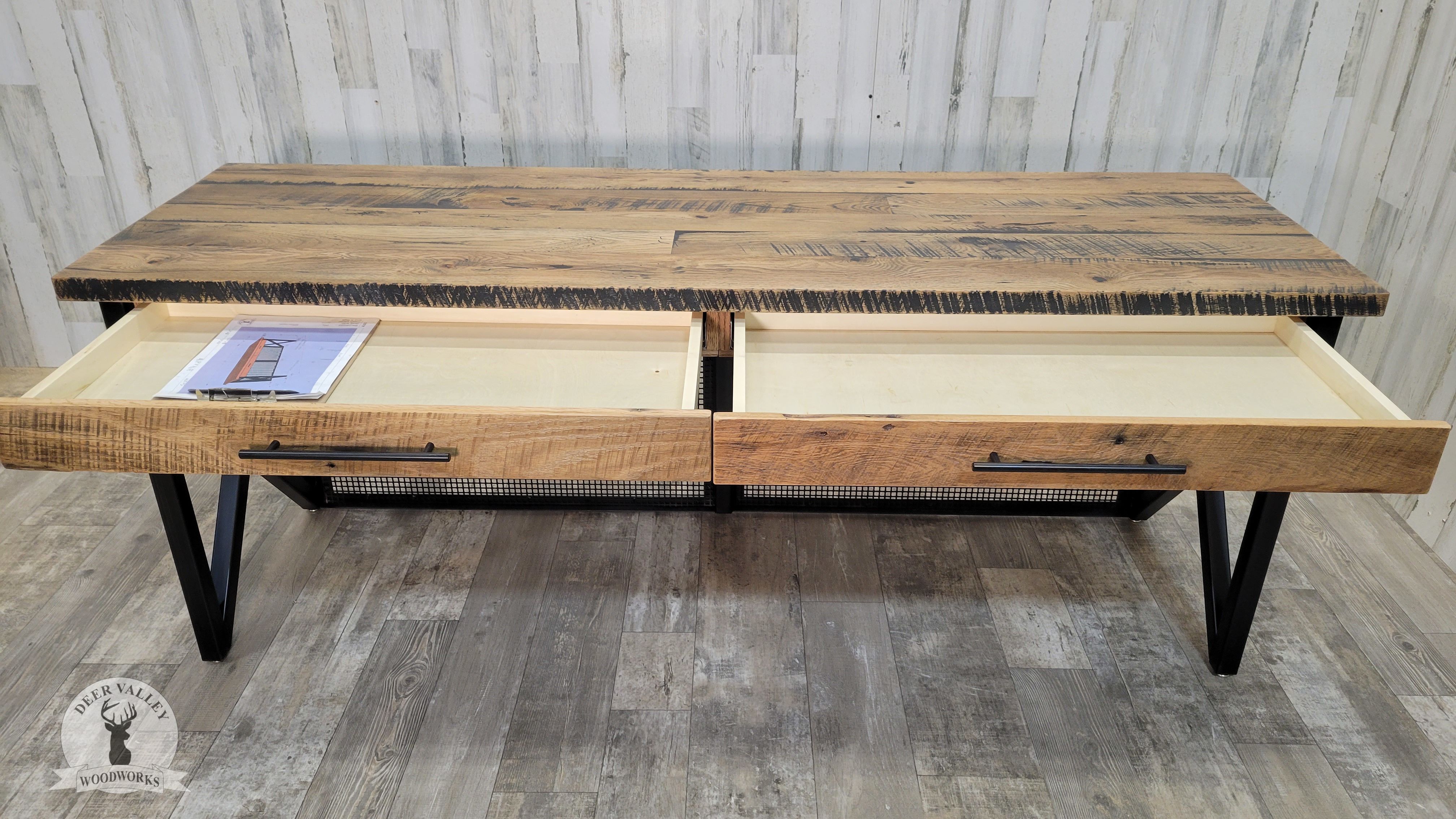 Buy Hand Crafted Reclaimed Barnwood Desk, Reclaimed Wood Straight Desk