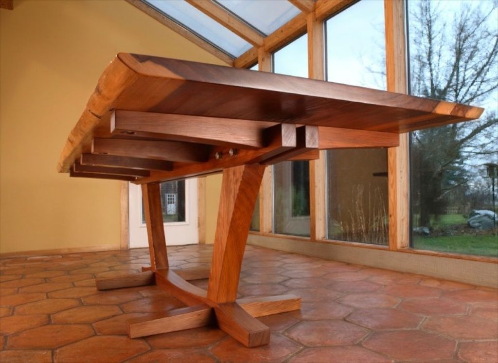 Hand Made Salvaged Redwood Slab Dining Table by Thomas Lutz Design