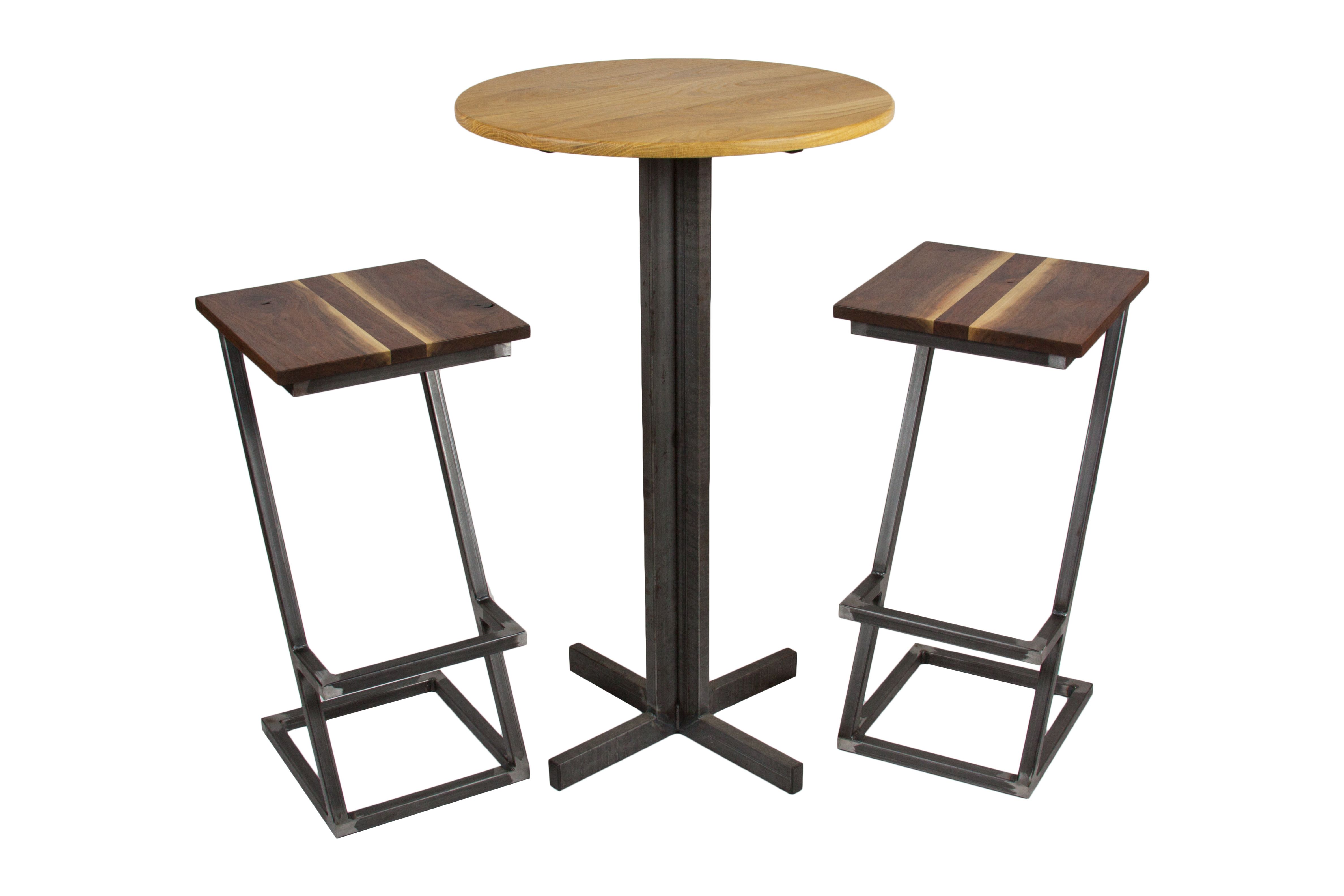 Buy Hand Made White Oak Round Top Pedestal Bar Table, made to order