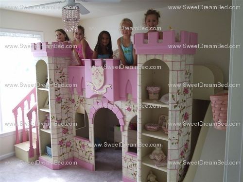 Custom Made Girls Princess Castle Bed With Slide