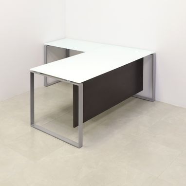 Custom Made Custom Executive Office Desk L-Shape, Tempered Glass Top - Aspen L-Shape Desk
