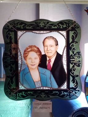 Custom Made Family And Pet Portraits Painted On Glass