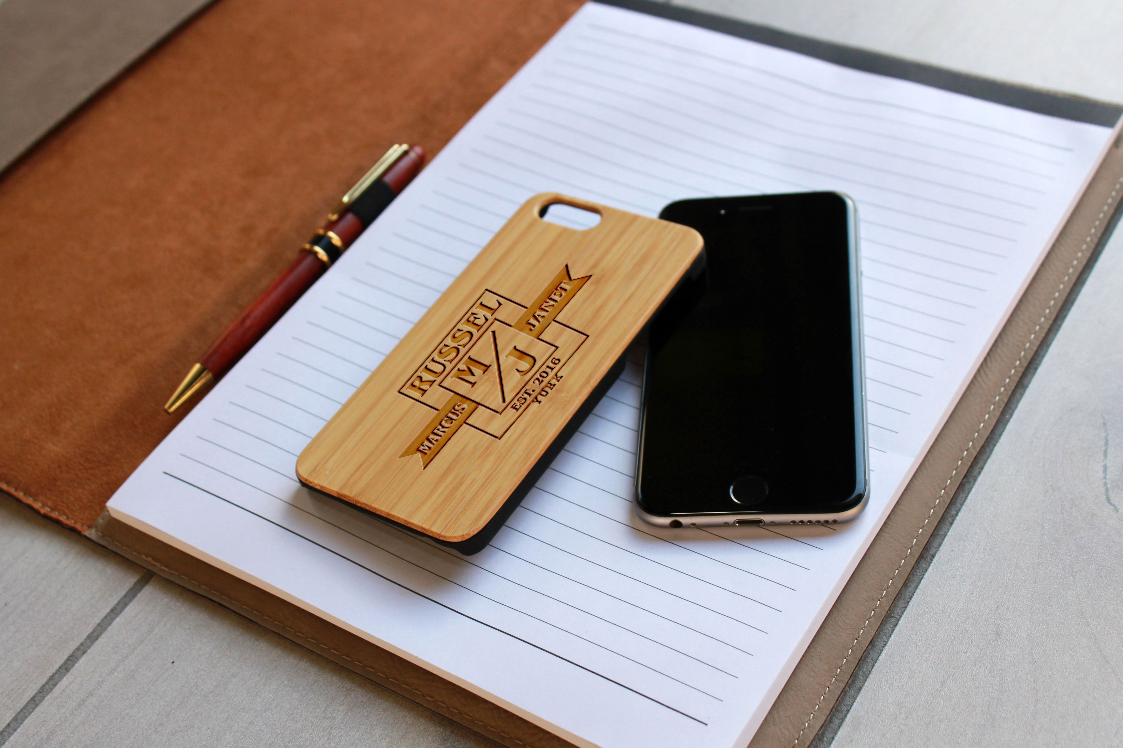 Leather cover case for any iPhone personalised text