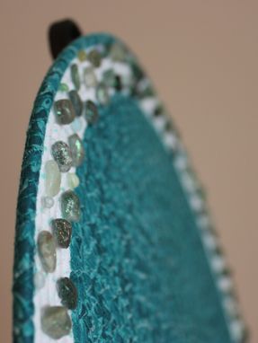 Custom Made Table Center Piece - Table Topper - Fabric Art - Fabric Wrapped Clothesline. Pebble Accent