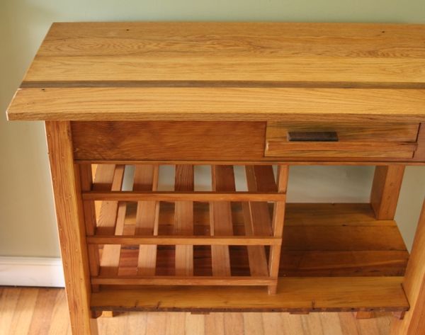 Custom Oak And Heart Pine Wood Wine Table Made From Repurposed And ...